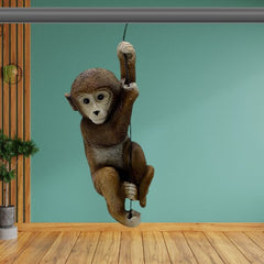 Hanging Monkey Garden Decor Resin Monkey Climbing Hanging Animal Statue with Rope shwpiece for Gift