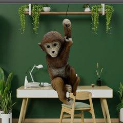 Hanging Monkey Garden Decor Resin Monkey Climbing Hanging Animal Statue with Rope shwpiece for Gift