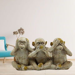 Polyresin Three Wise Monkeys Statue Showpiece for Home Decor Decoration and Gifting