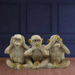 Polyresin Three Wise Monkeys Statue Showpiece for Home Decor Decoration and Gifting