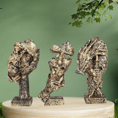 Set of 3 Men Expression Decor Statue