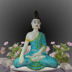 Sitting White Buddha Showpiece
