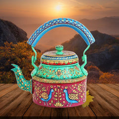 Hand Painted Traditional Aluminium Colourful Tea Pot .