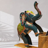Metal Painted Handicrafted Elephant Pen Stand