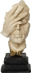 White Finish Man Hand on Face Showpiece