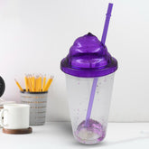 High Quality Plastic Creative Cold Drink Cup / Tumble, Reusable Tea Coffee Tumbler with Lid and Straw, Double Wall Plastic Drinking Sport Bottle, Travel Tumbler (1 Pc / Mix Color)