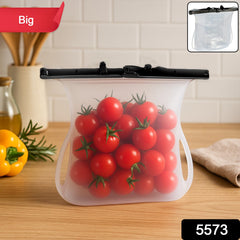 Reusable Silicone Food Storage Bag ? Leakproof, Flat Bottom, Freezer & Microwave Safe, BPA-Free Snack & Sandwich Bag (1 Pc)