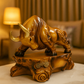 Wooden Bull Decor Showpiece