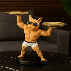 Muscular bulldog Tray Stand showpiece