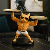 Muscular bulldog Tray Stand showpiece