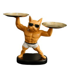 Muscular bulldog Tray Stand showpiece