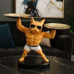 Muscular bulldog Tray Stand showpiece