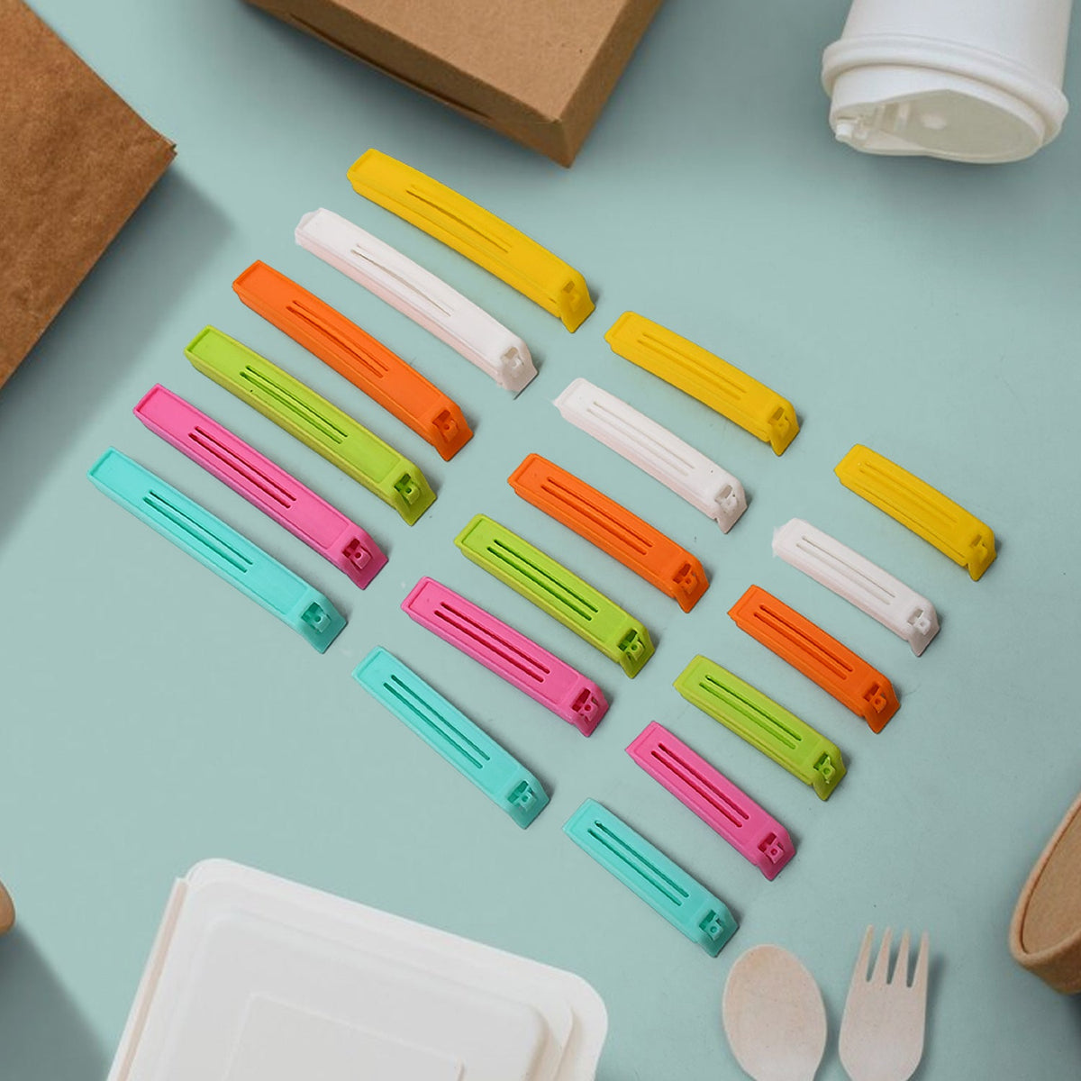 Food Bag Clip Sealer – Airtight Plastic Clips for Snacks, Kitchen & Camping (18 Pc Set)