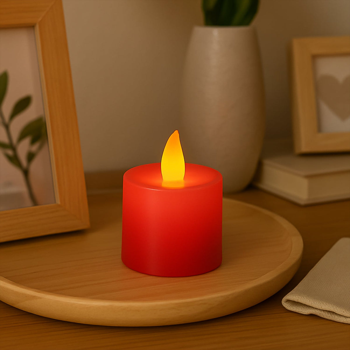 Electrical Candles Diya LED Tea Light (1 Pc / Red)