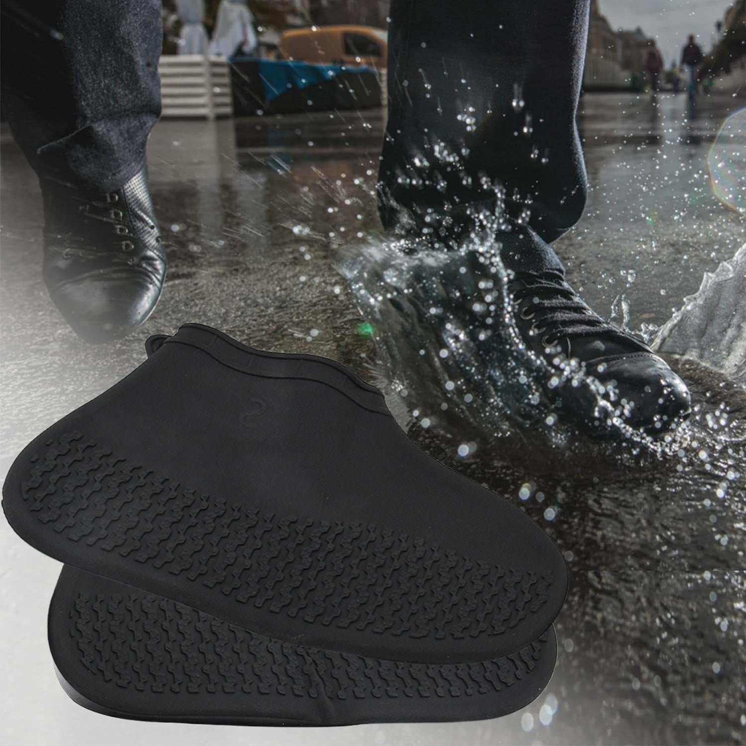 Non-Slip Silicone Rain Reusable Anti skid Waterproof Fordable Boot Shoe Cover (Small Size / 1 Pair / Mix Color)
