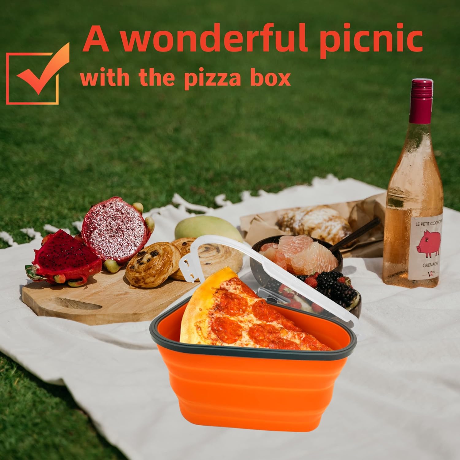Reusable Expandable Pizza Storage Container with 5 Microwavable Trays ? Adjustable for Home & Outdoor Use