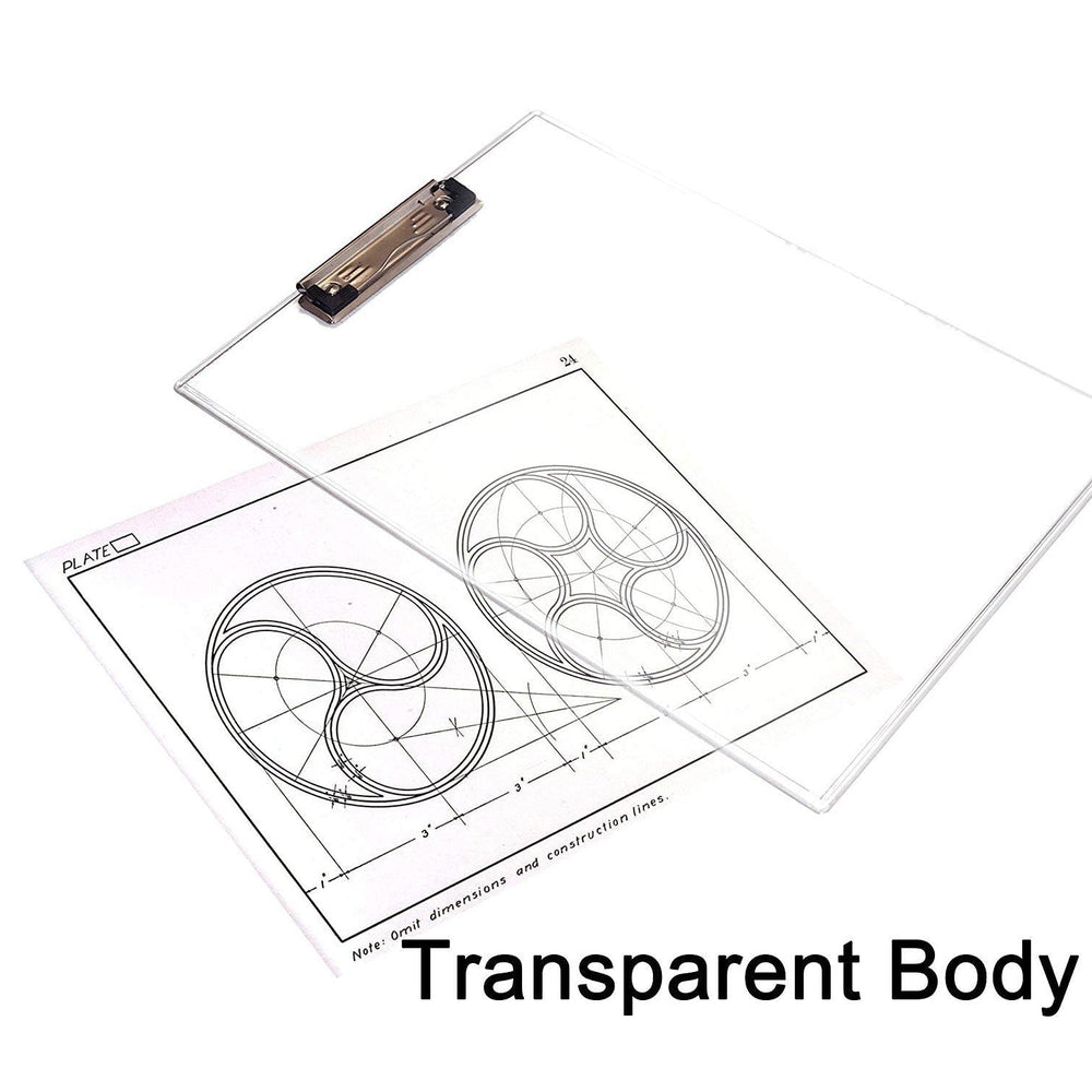 Exam pad with measuring side, transparent and flexible