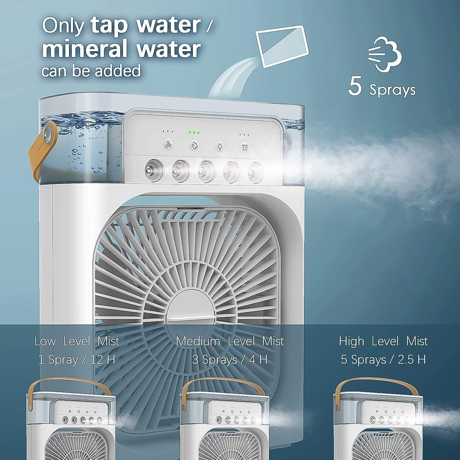 Portable Air Cooler Fan with 7-Color Light ? Personal AC Fan