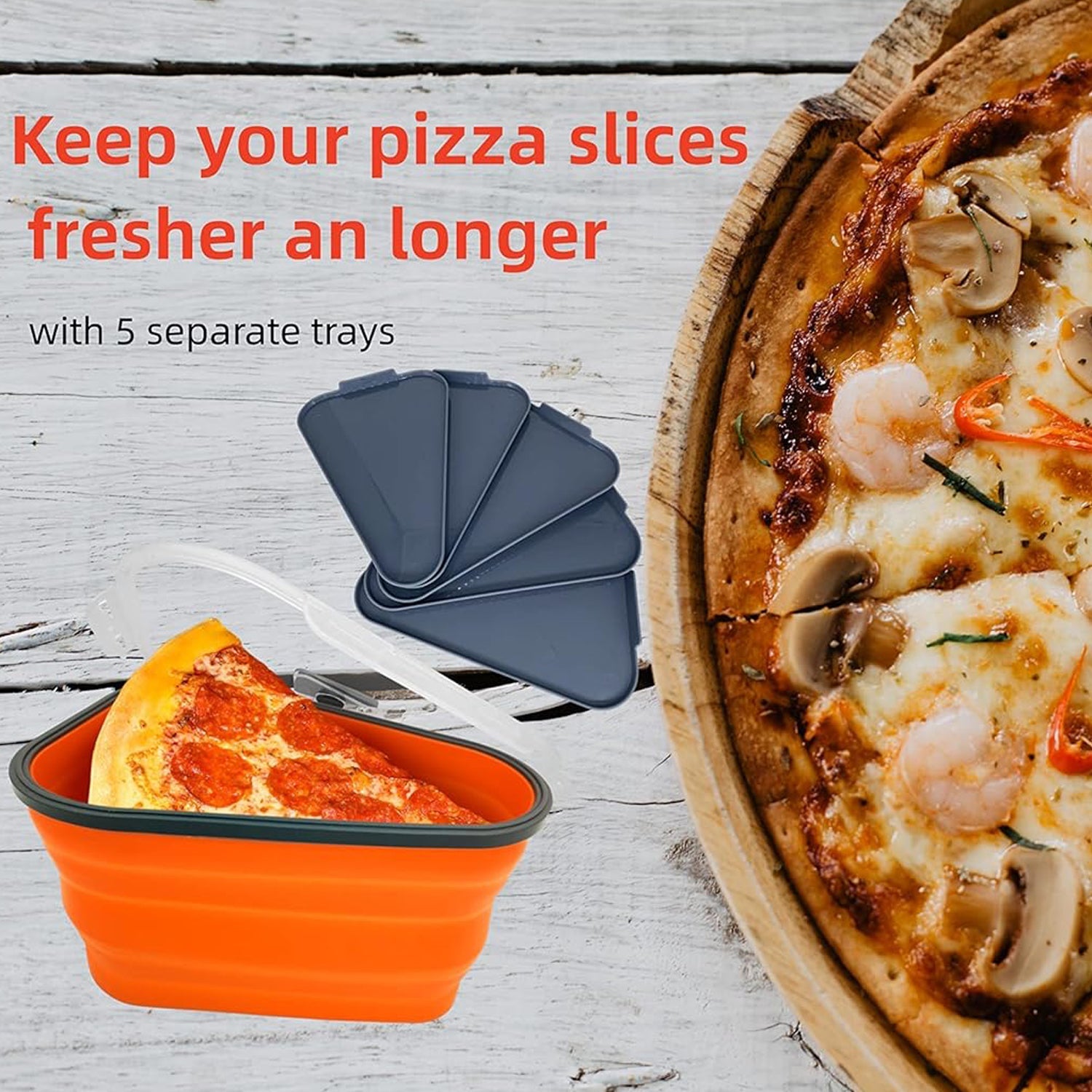 Reusable Expandable Pizza Storage Container with 5 Microwavable Trays ? Adjustable for Home & Outdoor Use
