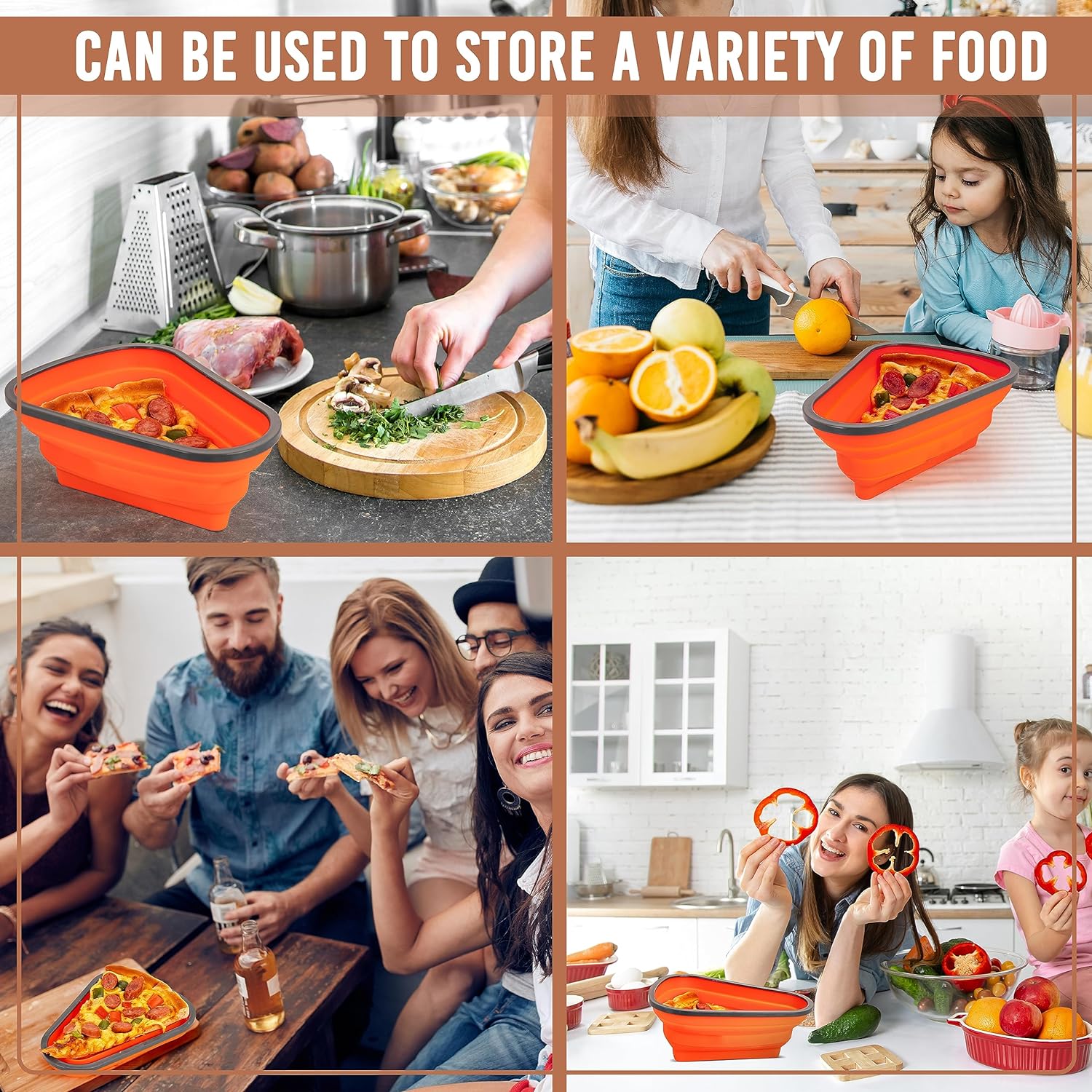 Reusable Expandable Pizza Storage Container with 5 Microwavable Trays ? Adjustable for Home & Outdoor Use