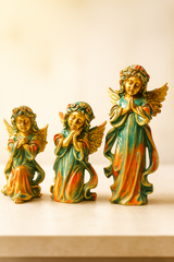 Golden Angel Showpiece for Home Decor | Praying Angel Statue | Antique Gold Angel Figurine Set