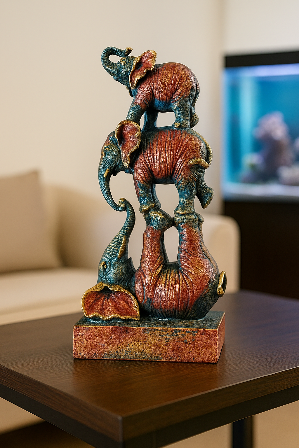 Stacked Elephant Statue Decor