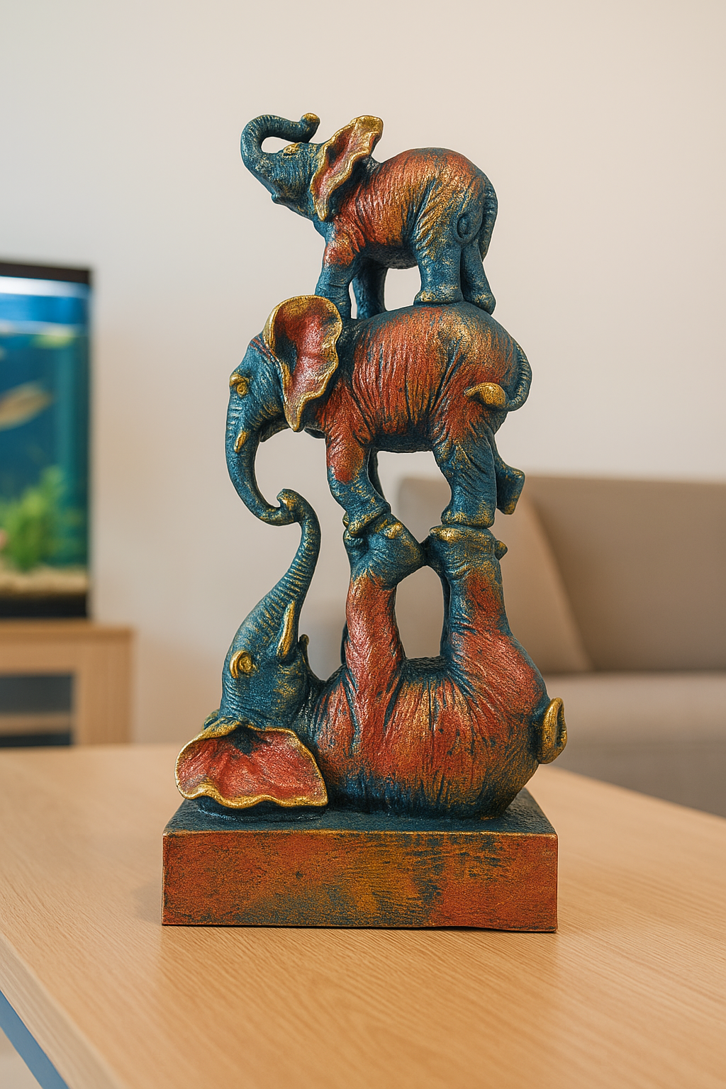 Stacked Elephant Statue Decor