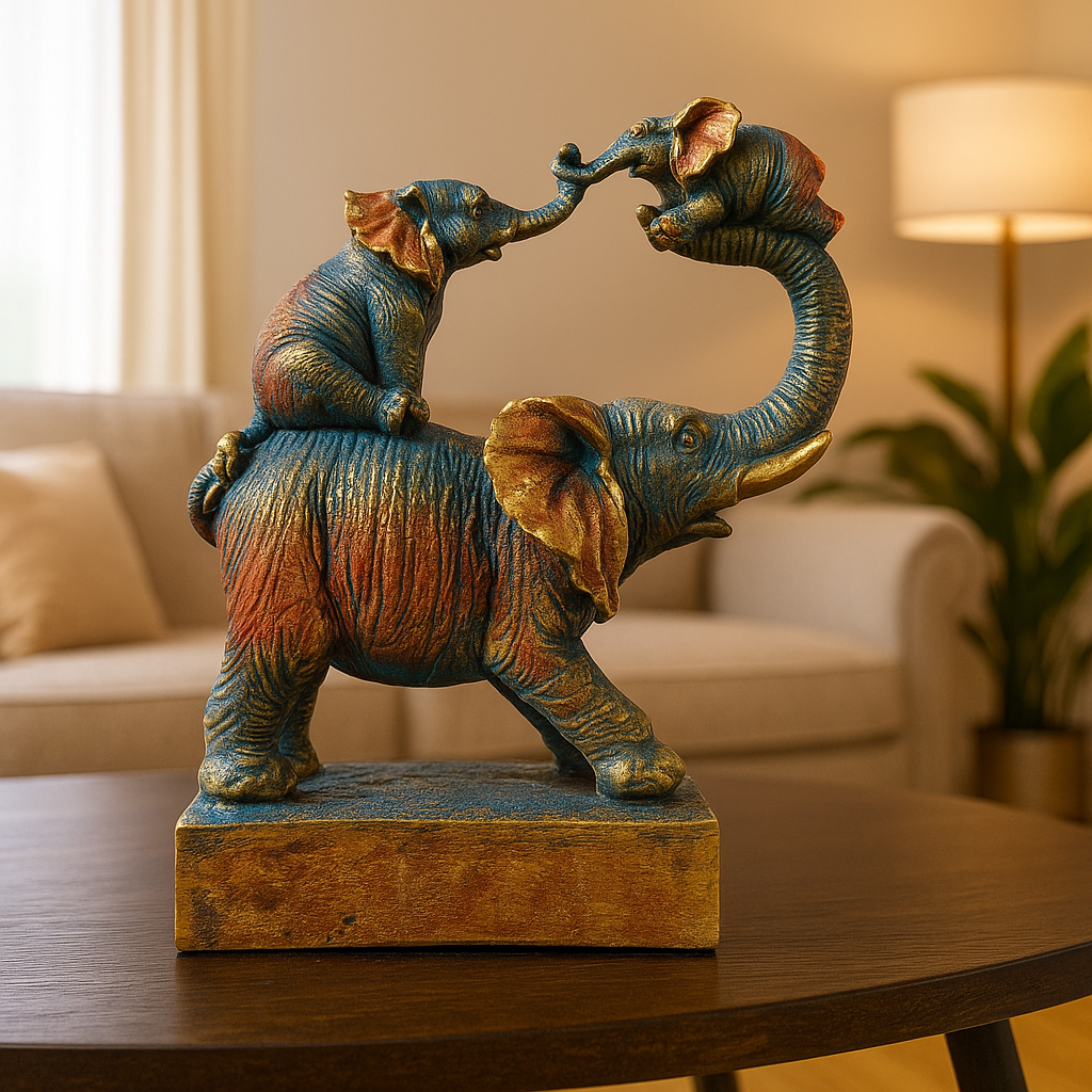 Stacked Elephant Statue Decor