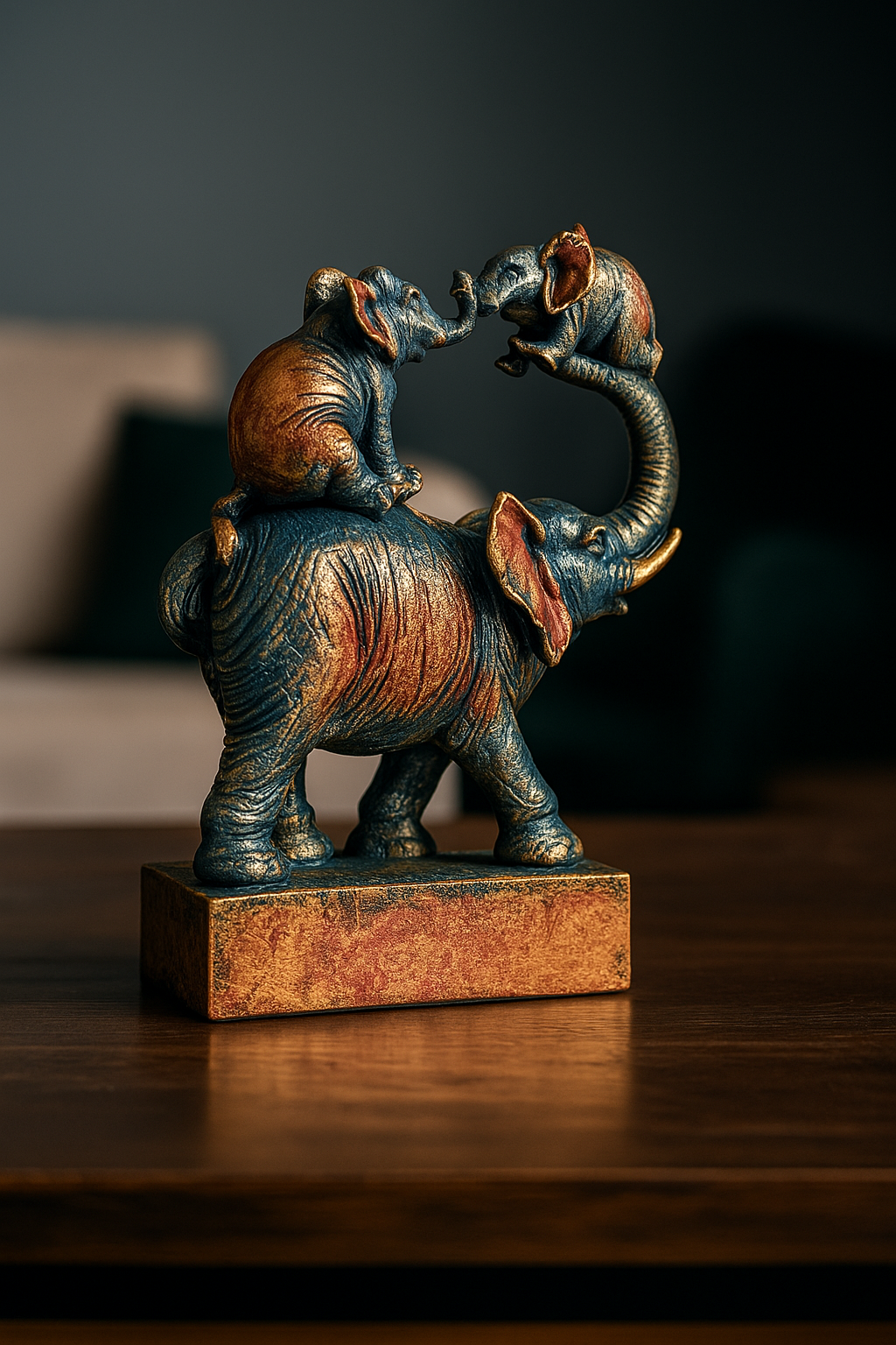Stacked Elephant Statue Decor