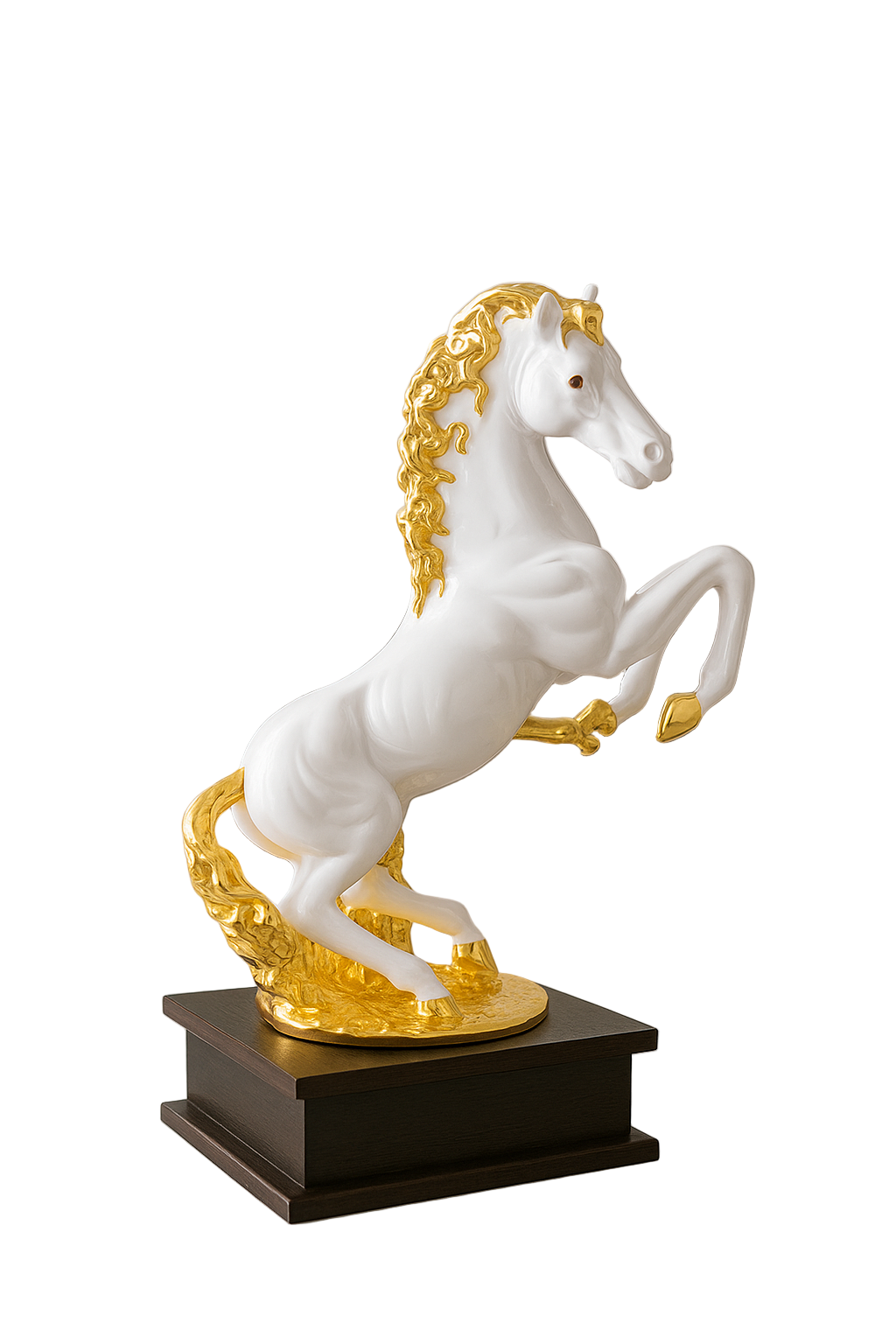 Golden Armored White Horse Showpiece