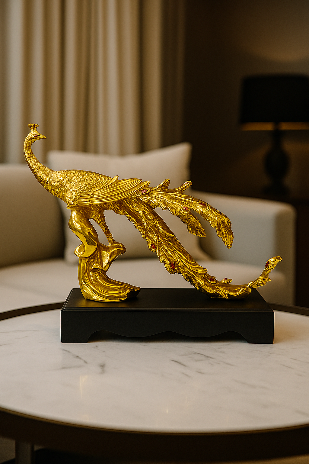 Elegant Golden Peacock Showpiece