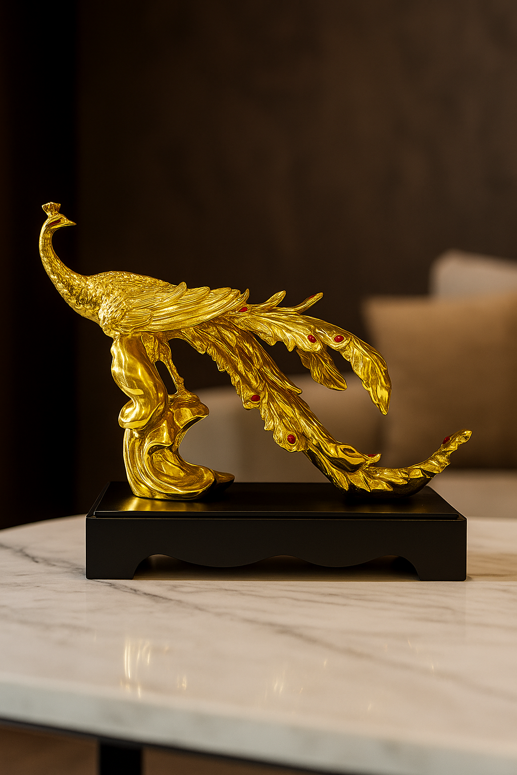 Elegant Golden Peacock Showpiece