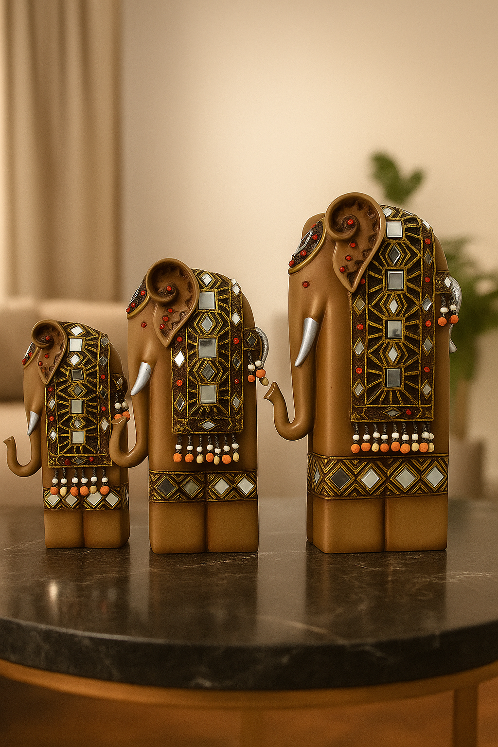 Decorative Elephant Family Statue