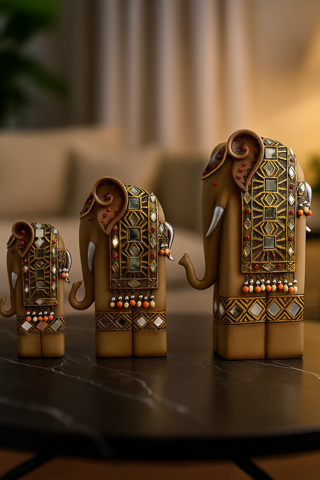 Decorative Elephant Family Statue