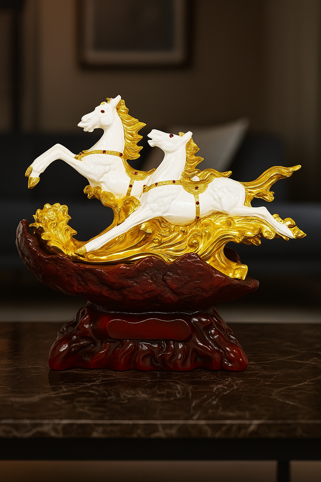 Twin Horse Statue Decor