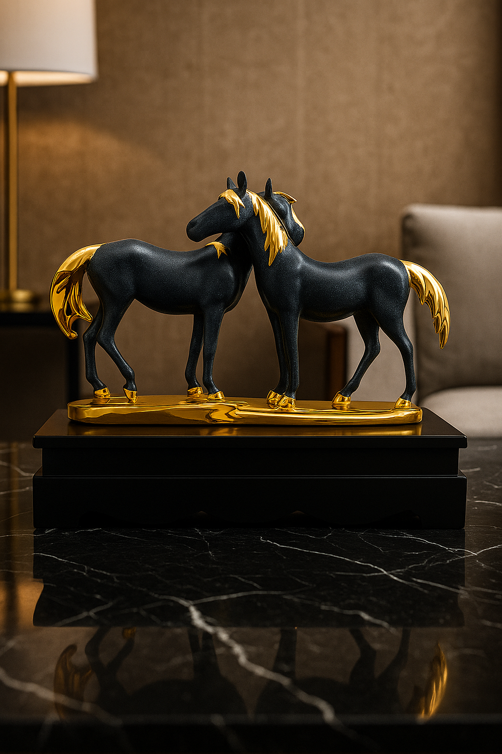 Horse Couple Statue Decor
