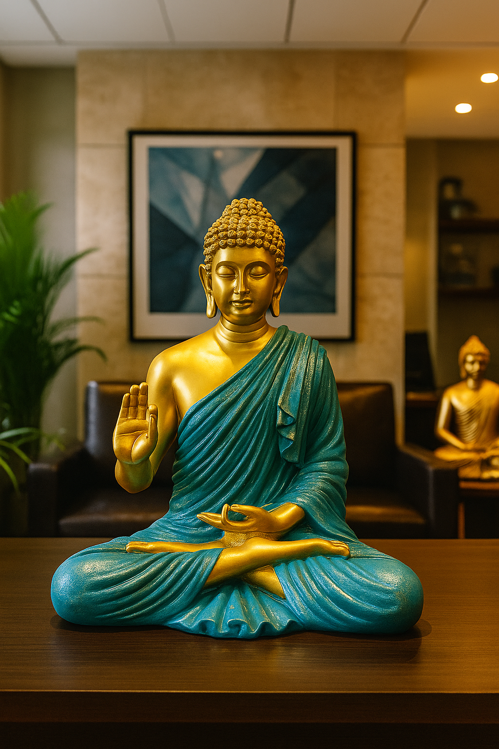 Blue Meditating Buddha Statue