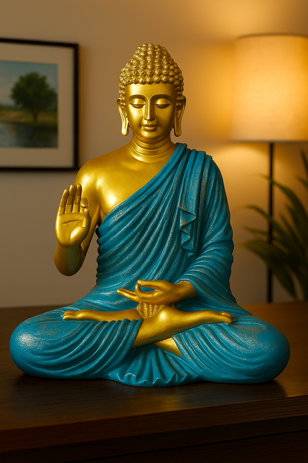 Blue Meditating Buddha Statue