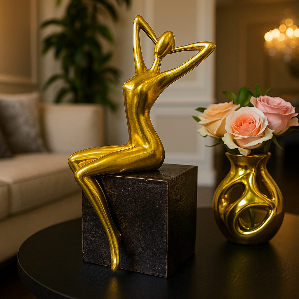Golden Abstract Woman Figurines Set