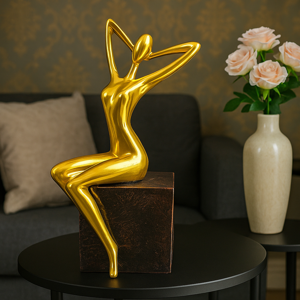 Golden Abstract Woman Figurines Set