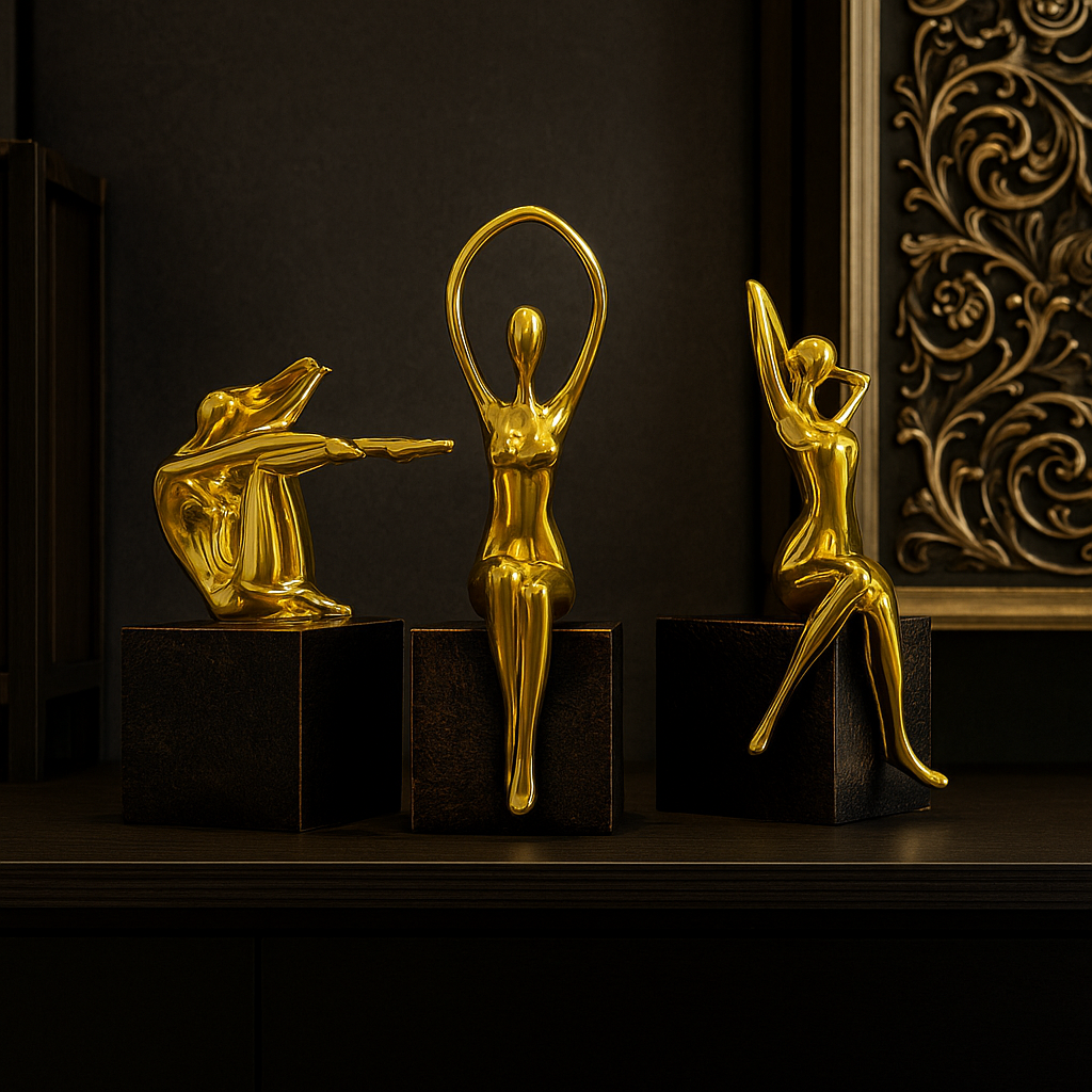 Golden Abstract Woman Figurines Set