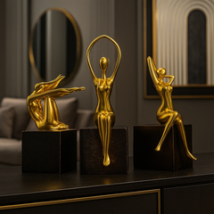 Golden Abstract Woman Figurines Set