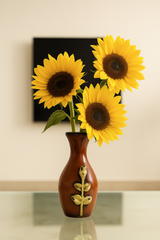 Decorative Wooden Finish Flower Vase Showpiece