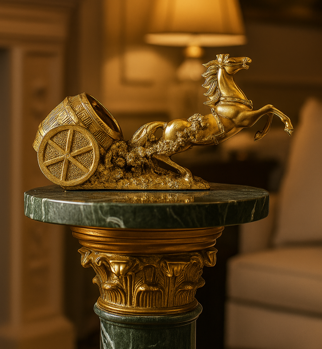 horse chariot wine holder showpiece
