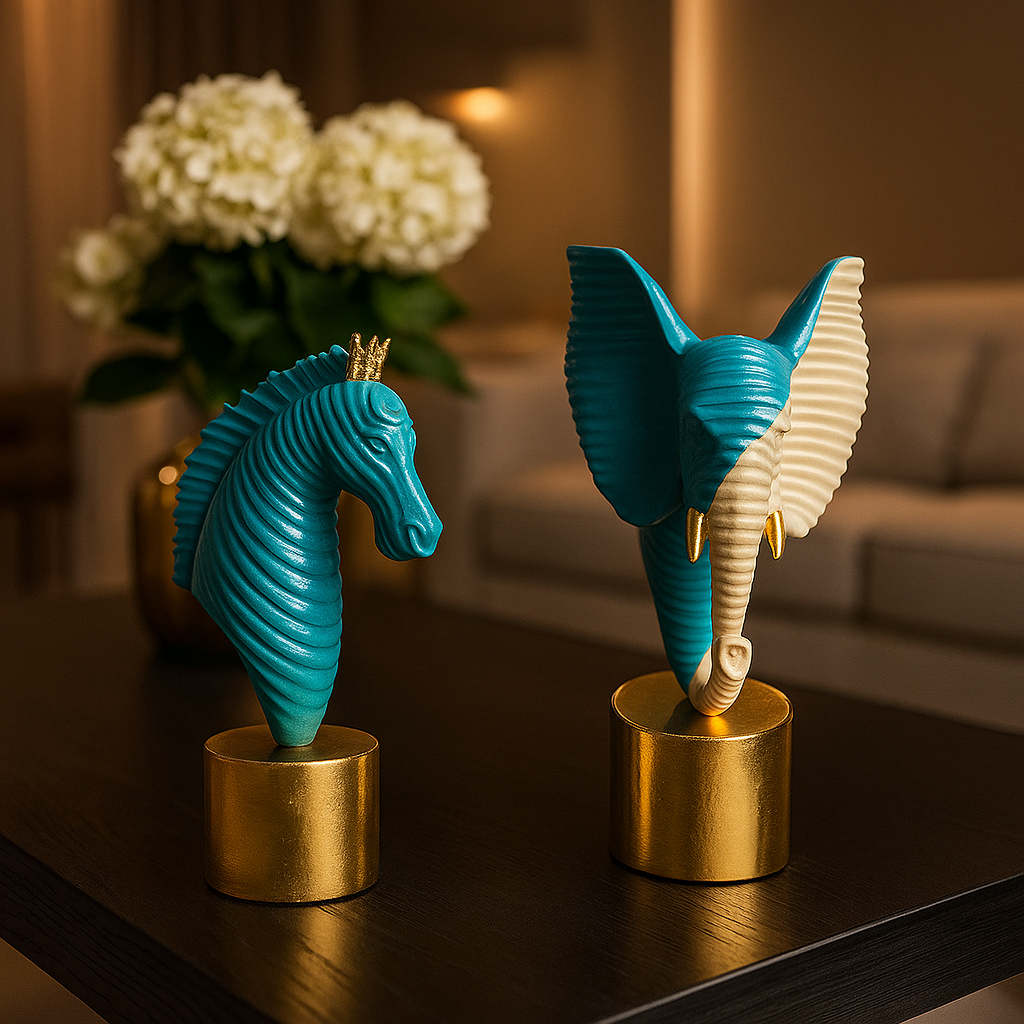 Modern Horse & Elephant Decor Showpiece Set