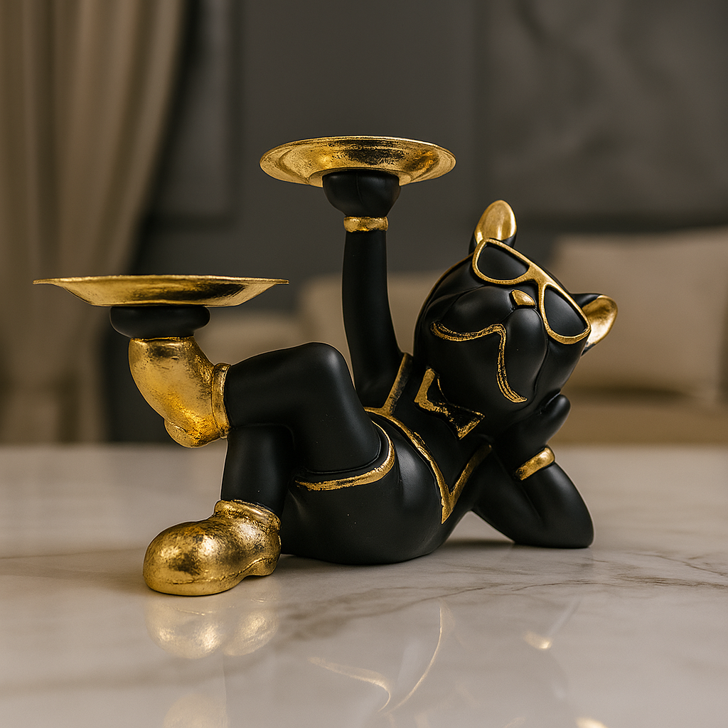 Luxury Black & Gold Butler  Showpiece Set