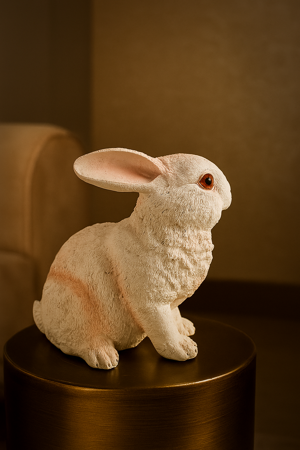 white rabbit pair decor showpiece