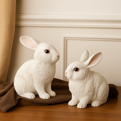 white rabbit pair decor showpiece