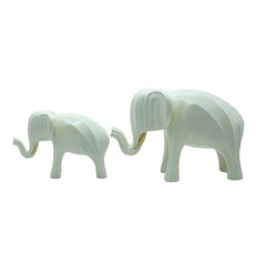 White Elephant Figurine Set  Handmade Resin Statues, Mother and Baby Design, Collectible Sculptures, Artisan Gifts