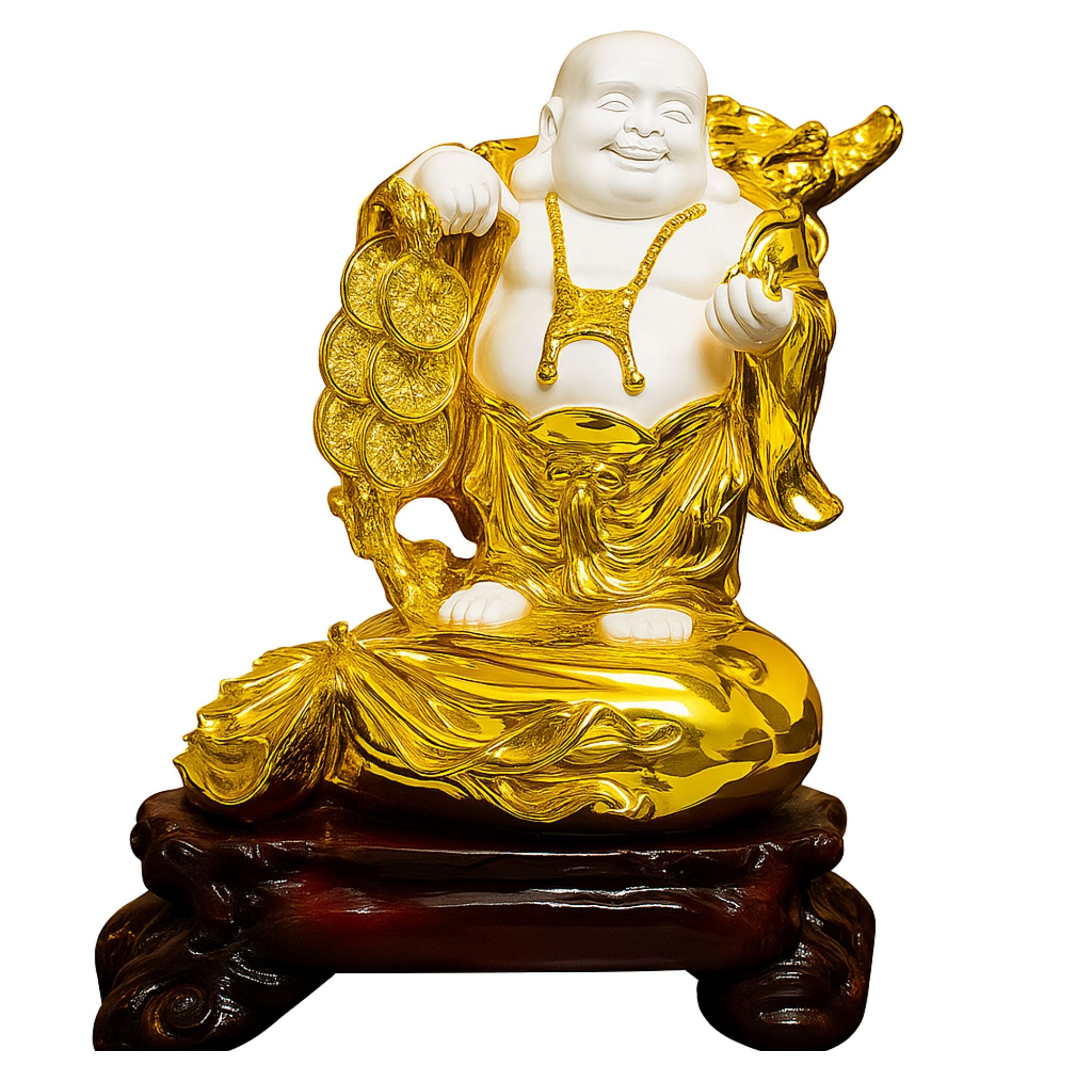 golden coin buddha decor showpiece